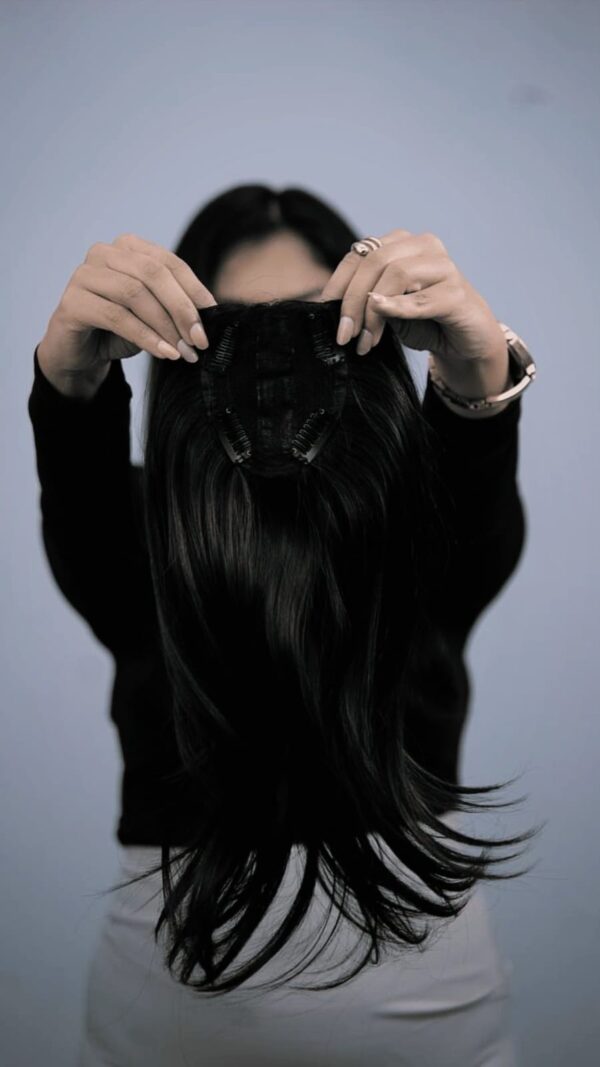 3.5*4 – 4 Clips Scalp Topper (Black)